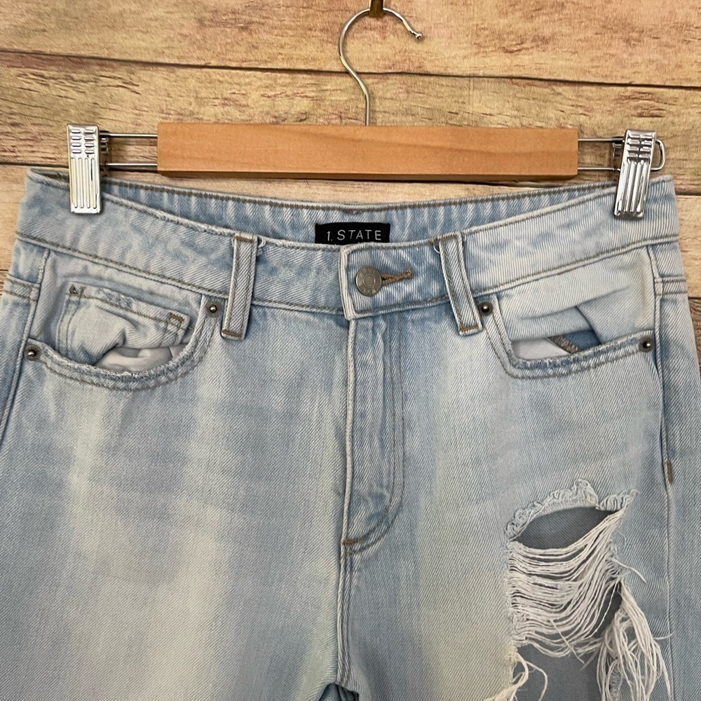 1. State Essentials Corsica Light Wash Distressed Designer Jeans Womens 27 - Picture 10 of 11
